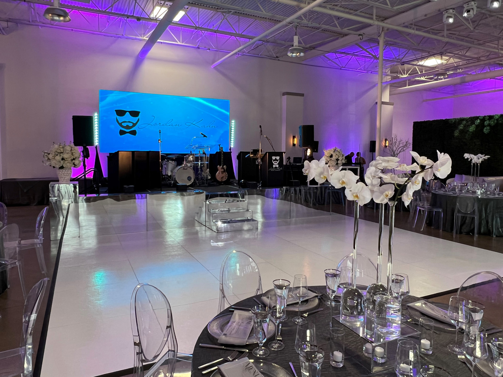 white plus dance floor in event venue